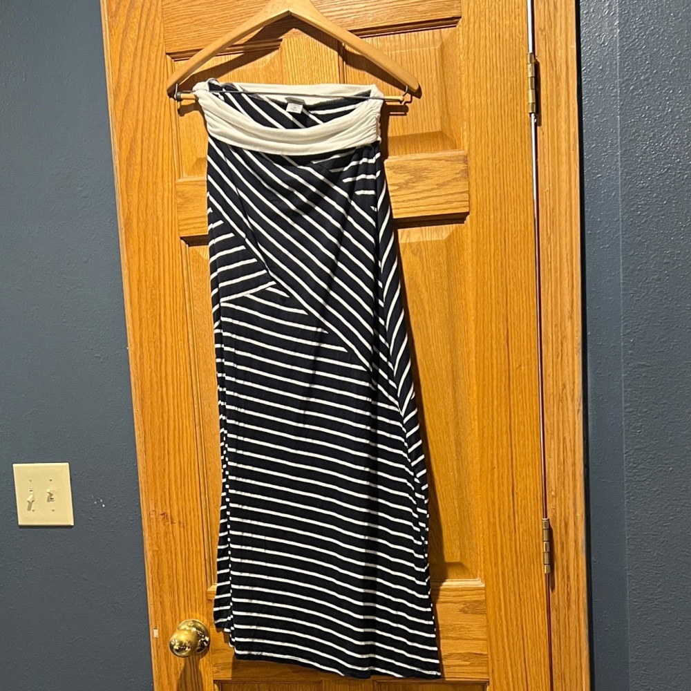 Vanity Black and White Striped Maxi Skirt